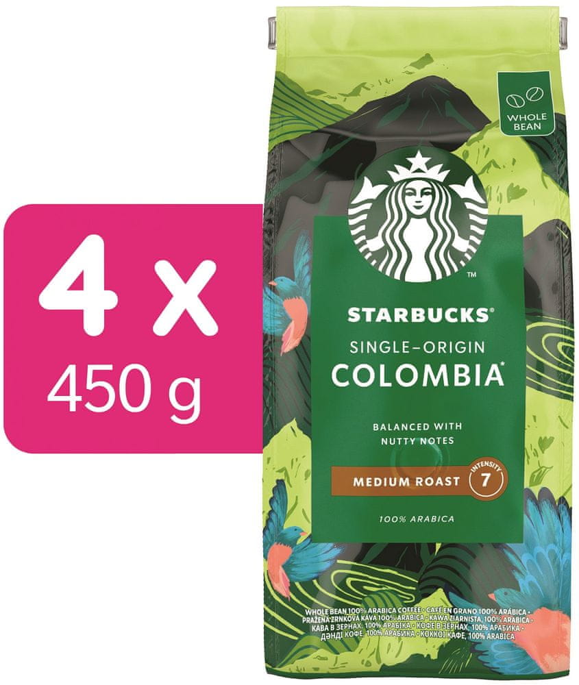 Starbucks Single Origin Colombia Medium Roast, zrnková káva, 4x450 g
